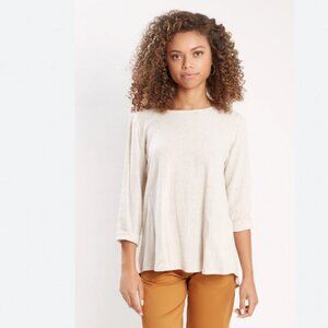 AMANDA MOSS NEALA LINEN BLEND TUNIC TOP IN OATMEAL CREAM - XS